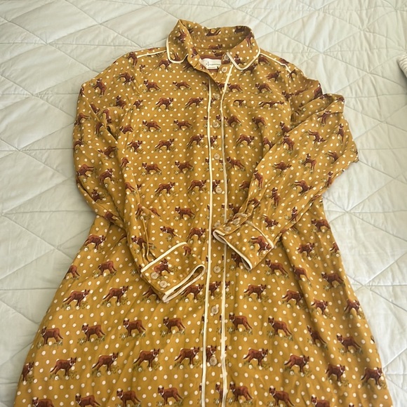 Anthropologie Forest Friends Fox Print Polka dots Mini Dress size US 4 with belt - Picture 3 of 16